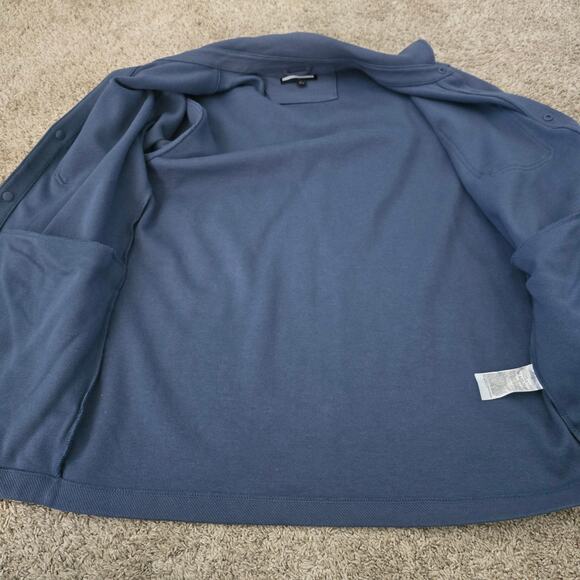 Men’s Blue Waffle Knit Button Up Shirt Jacket Overshirt Sz M Workwear Utility - Picture 6 of 8